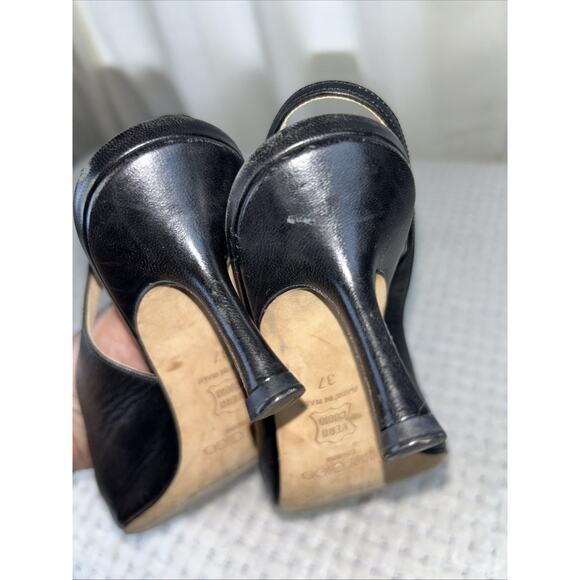 JIMMY CHOO Black Leather PUMPS SZ 37 EU 7 US - Picture 11 of 11